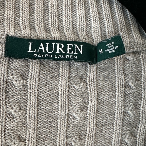 Lauren Ralph Lauren Gray Cable Knit Zip-Up Sweater | Size M - Picture 3 of 8